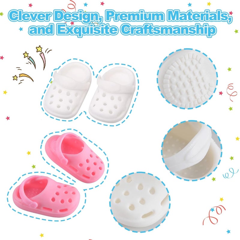 GDLSYLGHY Cute Doll Shoes for Lububu, Premium Doll Shoes for 4-7in Dolls, Compatible with Lububu Doll Clothing & Outfits, 2 Pair of Clog Shoes(Pink and White) - Image 3